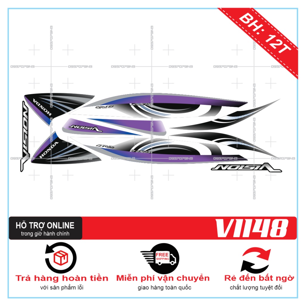 TEM RỜI XE VISION 2012 THÁI - THU DECAL