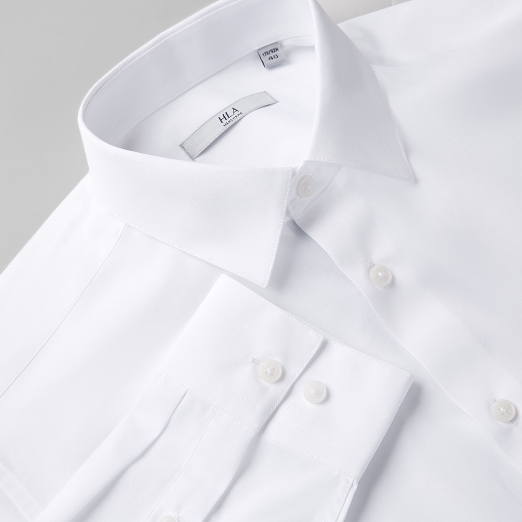 HLA - Áo sơ mi nam trắng công sở dài tay Soft and comfortable formal White Shirt