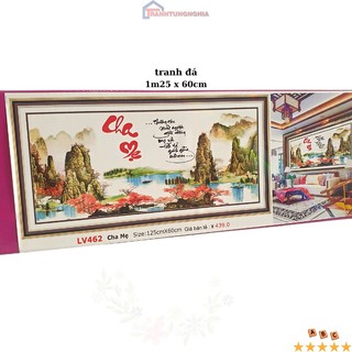 Tranh đính đá cha mẹ 1m25 x 60cm