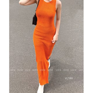 Váy body len đanh dệt kim đầm dáng body xẻ tà Izzie VL388 xoắn nơ mặc hai kiểu trước sau