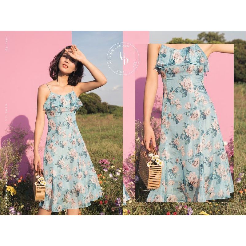 Váy L.ep 2 dây hoa size M
