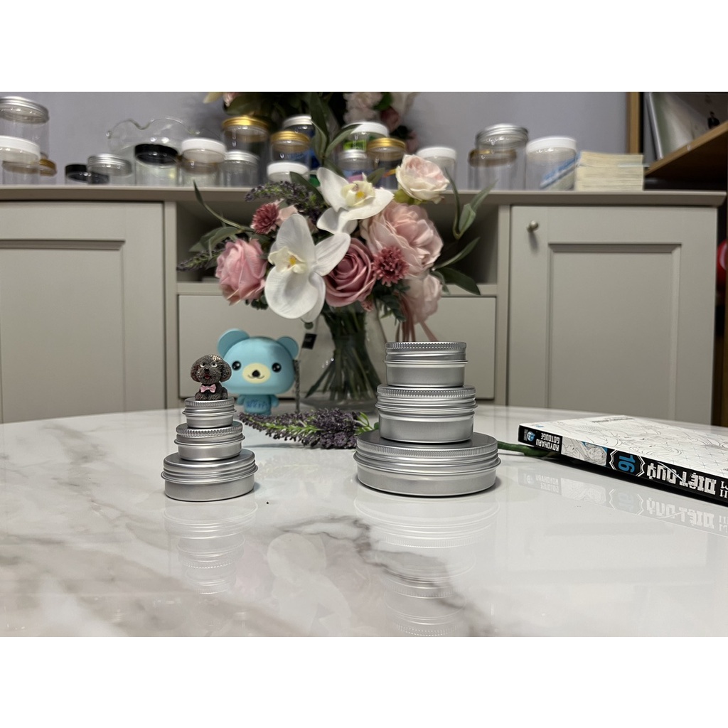 Hũ Nhôm Nắp Thiếc Đựng Son, Nến, Wax, Trà 5g 10g 20g 30g 50g 100g