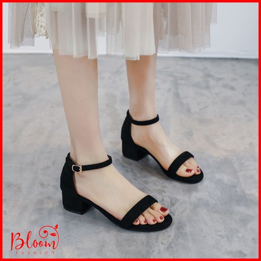 Sandal cao gót nữ gót vuông quai ngang siêu hot cao 5p - Sandal kiểu dáng cơ bản GURI