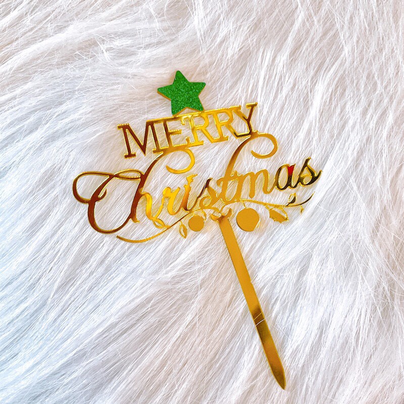 Que cắm mica chủ đề Noel/Christmas trang trí bánh