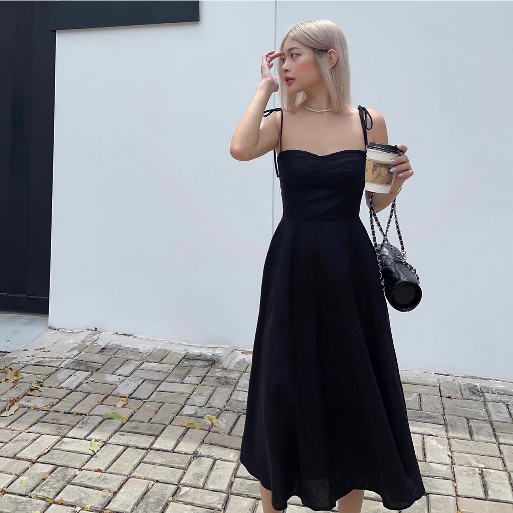 Nacy- Đầm 2 dây linen dài