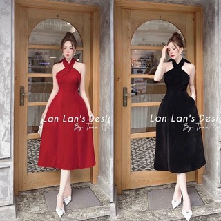 ĐẦM CỔ YẾM MIDI DÁNG XOÈ DỰ TIỆC (CÓ TÚI)