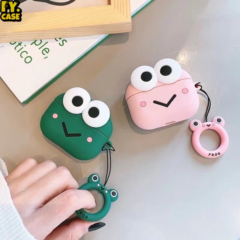 Vỏ Bảo Vệ Hộp Sạc Tai Nghe Bluetooth Không Dây Airpods 1 2 3 Pro Bằng Silicon Mềm Chống Sốc Hình Chú Ếch Hoạt Hình