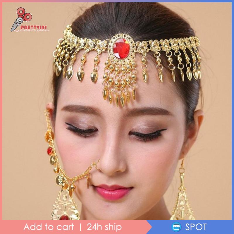 Set trang sức diamante gồm dây chuyền + hoa tai + vòng tay kiểu vũ công Ấn Độ khiêu vũ/ múa bụng