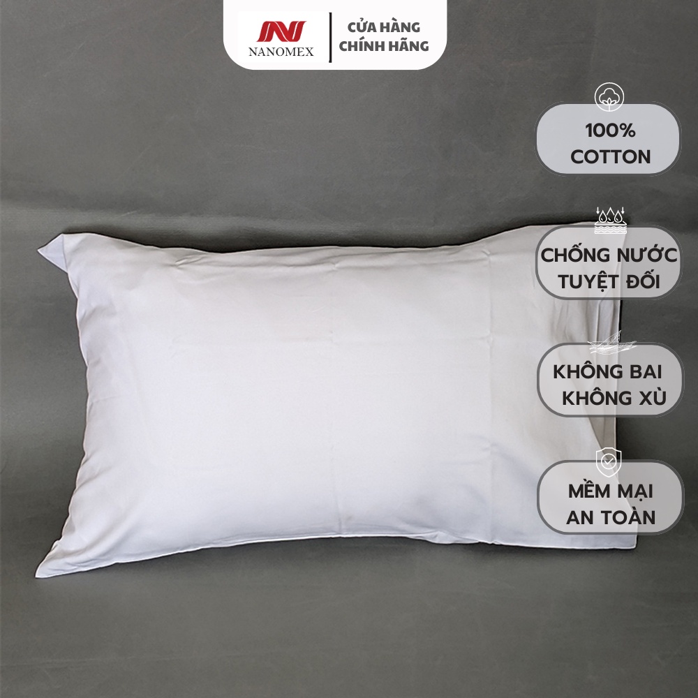 Bảo vệ gối nằm chống thấm, chống ẩm, chống mùi tuyệt đối Nanomex - Vỏ bảo vệ gối có khóa kéo giữ vệ sinh cho ruột gối