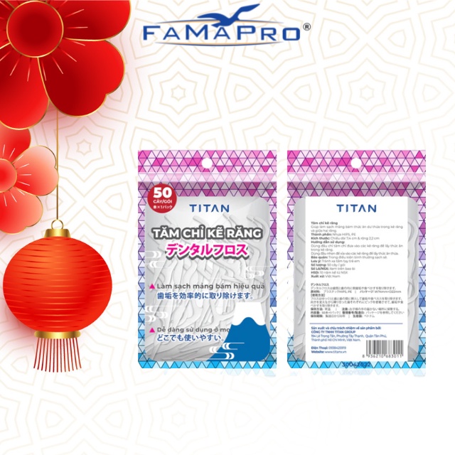 FAMAPRO x TITAN Tăm chỉ kẽ răng nha khoa Túi 50 cái