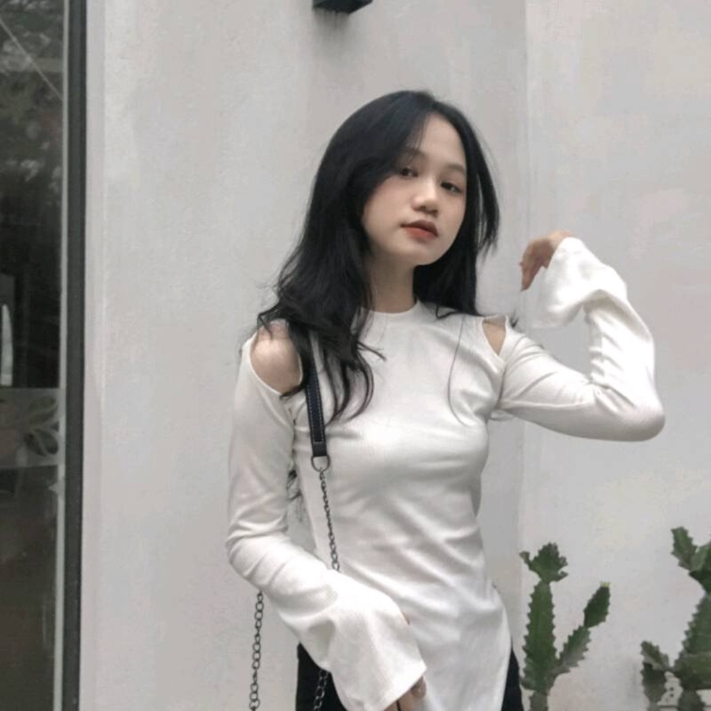 Áo Kiểu Ôm Body Tay Dài Hở Vai PINKSTORE29, Phong Cách Cá Tính Xịn A5287