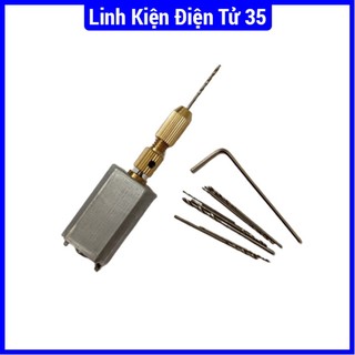 Combo máy khoan mini 5V Siêu Khỏe V1(  1 motor mini 132, 1 đầu kẹp 2015, mũi  khoan)