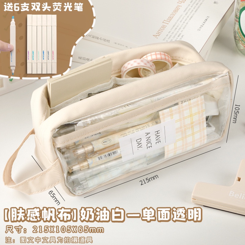 Túi Đựng Bút Trong Suốt Cỡ Lớn Phong Cách Nhật Bản