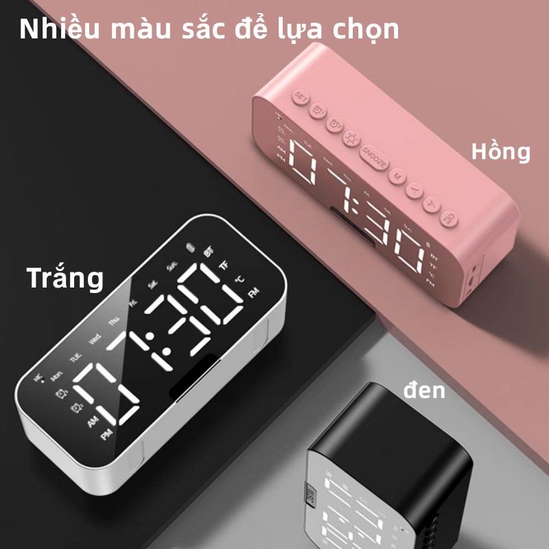 Loa bluetooth 5.0 đồng hồ loa mini không dây nghe nhạc kiêm đồng hồ báo thức màn hình LED kiêm Đồng hồ báo thức hỗ trợ nghe FM, thẻ nhớ TF