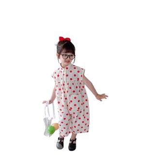 Bộ jum áo liền quần bé gái châm bi xanh đỏ xhn1149