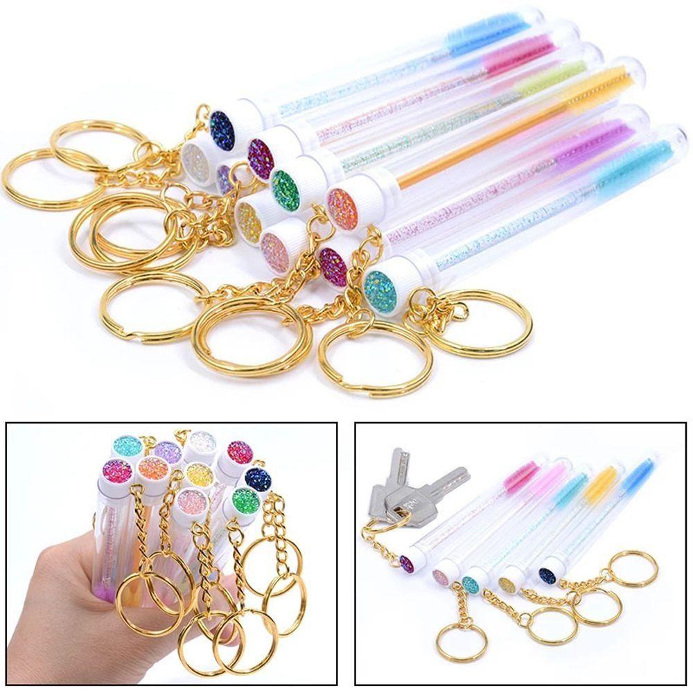 OCEANMAP Cọ Trang Điểm Lông Mi Chống Bụi Họa Tiết Hoa Đính Đá Dùng Một Lần Kèm Móc Khóa