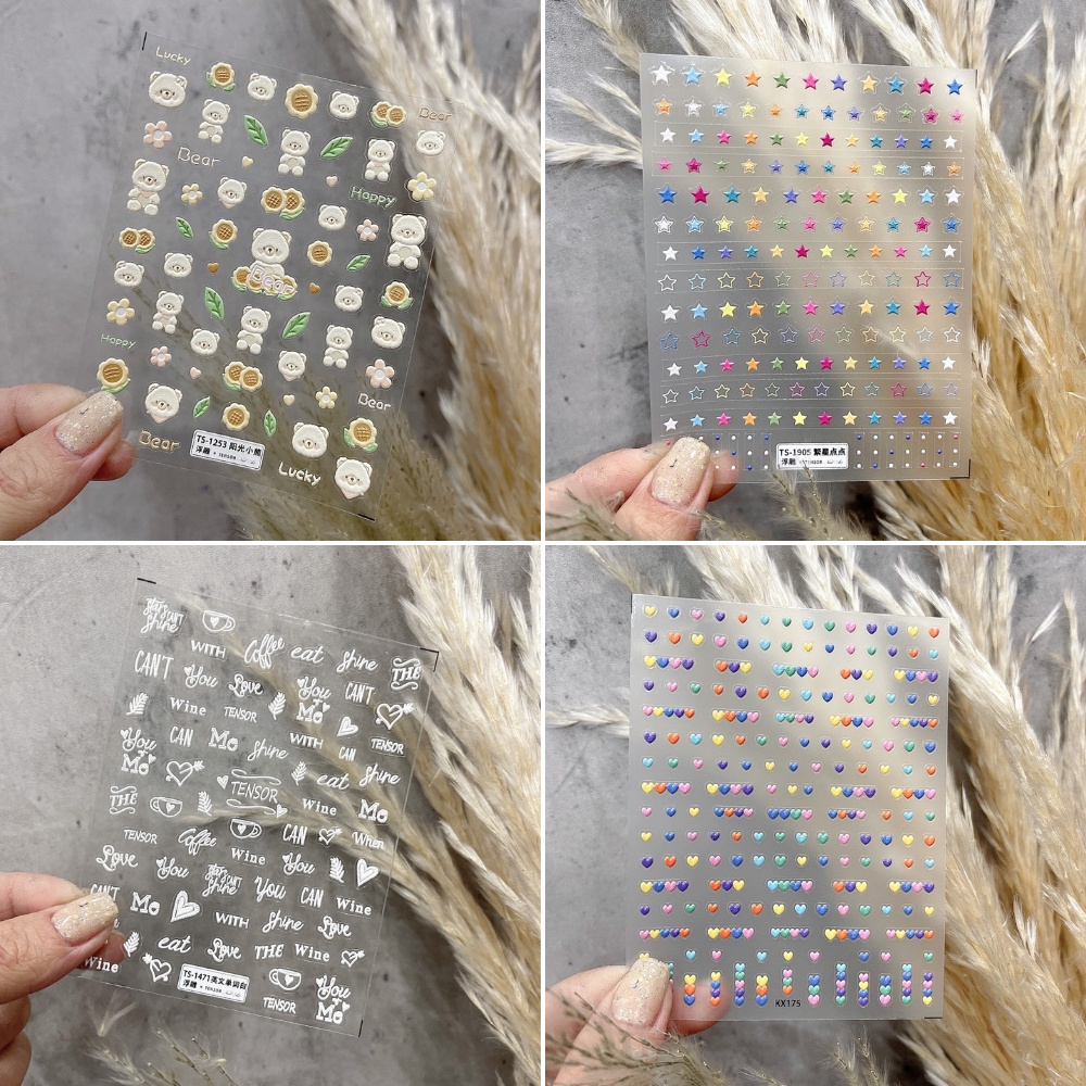 Stick lụa TENSO - TOMORI siêu yêu, Hình dán nail họa tiết nổi mẫu HOT HIT MaiAnhNails
