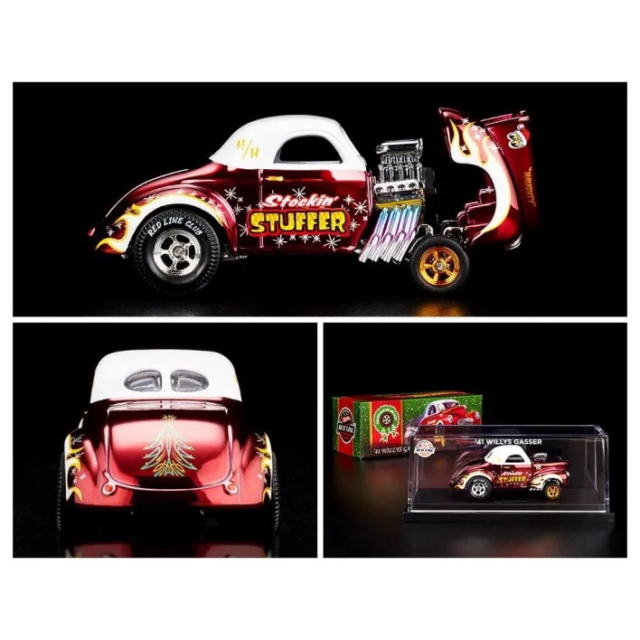 Xe mô hình bánh cao su 1:64 Hot Wheels RLC Exclusive ’41 Willys Gasser Holiday Ca