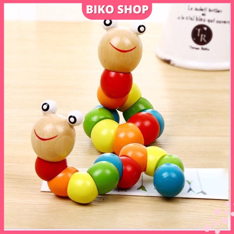 Đồ chơi sâu vặn cho bé bằng gỗ