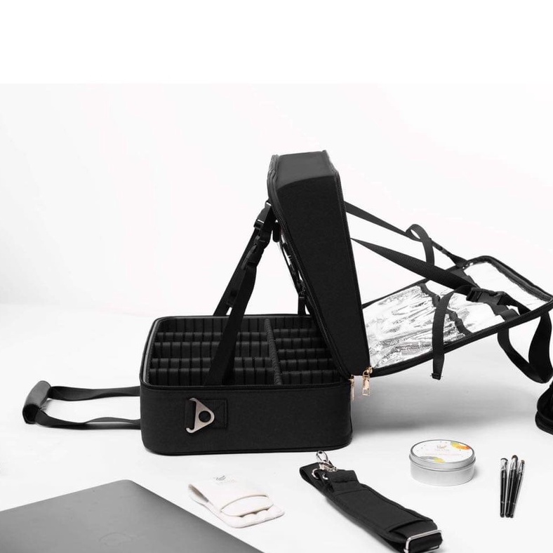 Cốp Trang Điểm Swanie Đựng Máy Làm Tóc , Mỹ Phẩm  Makeup Với Hai Ngăn Siêu Tiện Lợi