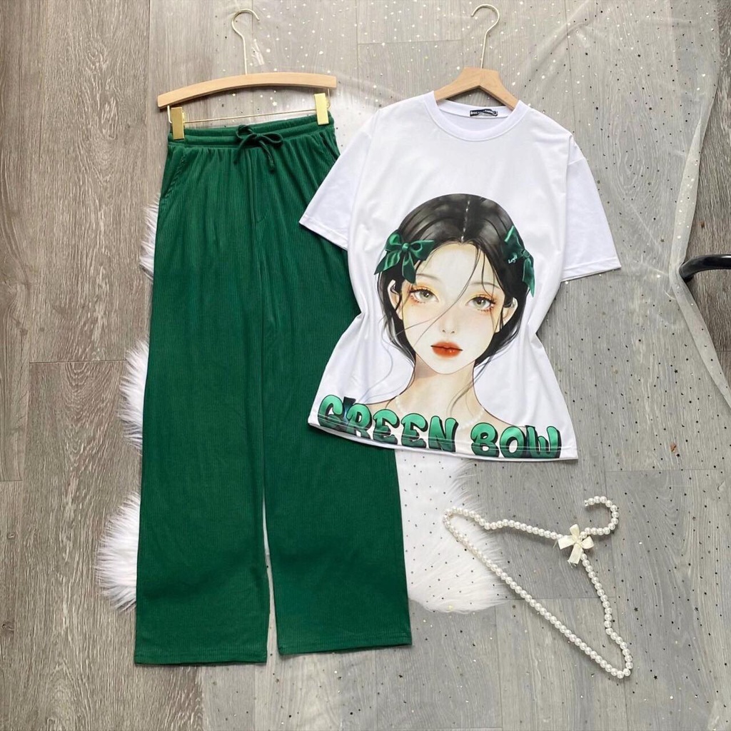 Set đồ nữ quần dài THUN GÂN TĂM 02 ❤️ Đồ bộ hoạt hình form rộng Freesize Molly Fashion
