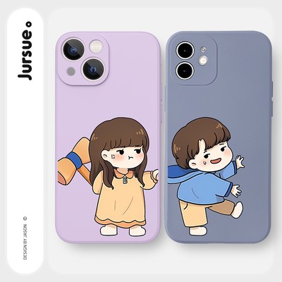 Ốp lưng JURSUE mềm hoạt hình cặp đôi dễ thương đẹp Cho iPhone 17 16 15 14 13 12 11 Pro Max SE 2020 X XR XS ip 8 7 Plus Y2722