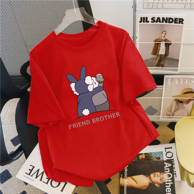 NRVP Áo thun 100% cotton tay ngắn dáng rộng thời trang