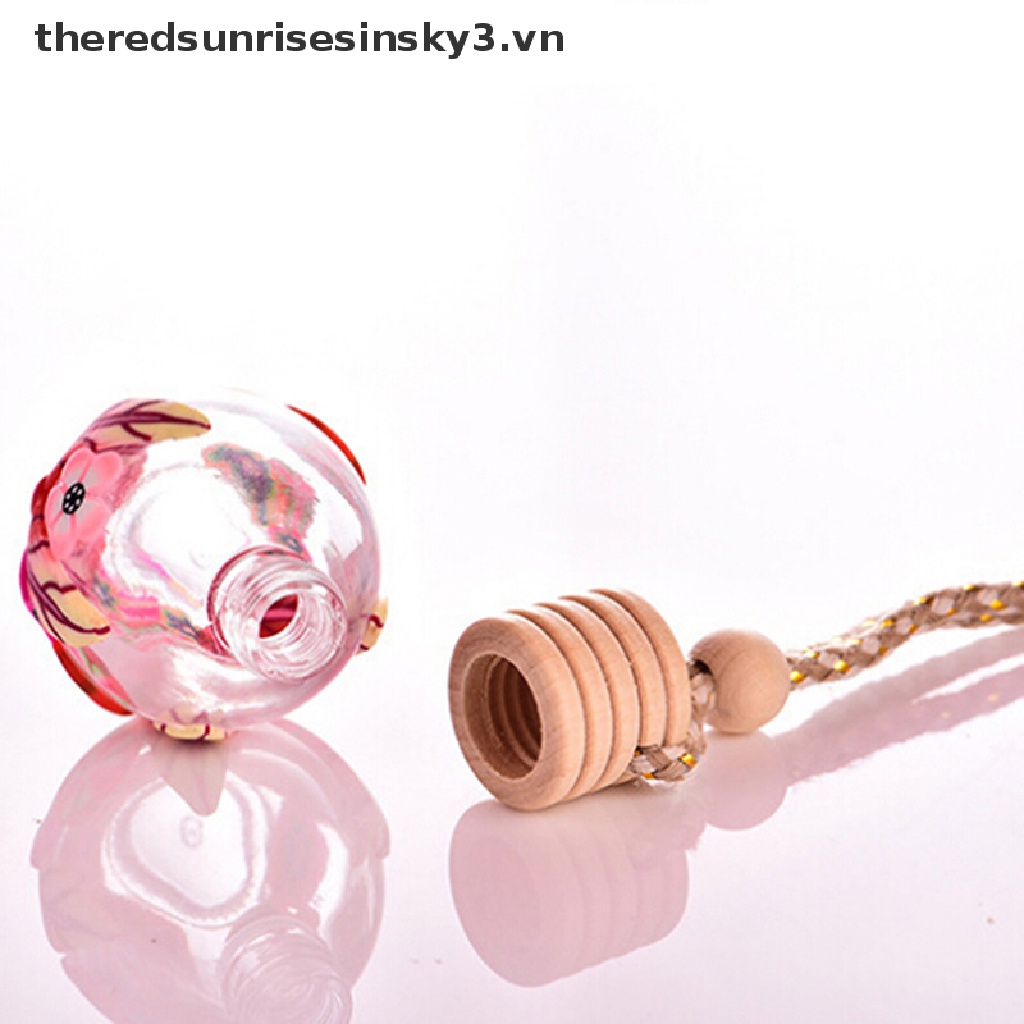 1 Lọ Thủy Tinh Rỗng Đựng Hoa / Nước Hoa Treo Xe Hơi / Nhà Cửa Nhiều Màu Sắc Có Móc Khóa