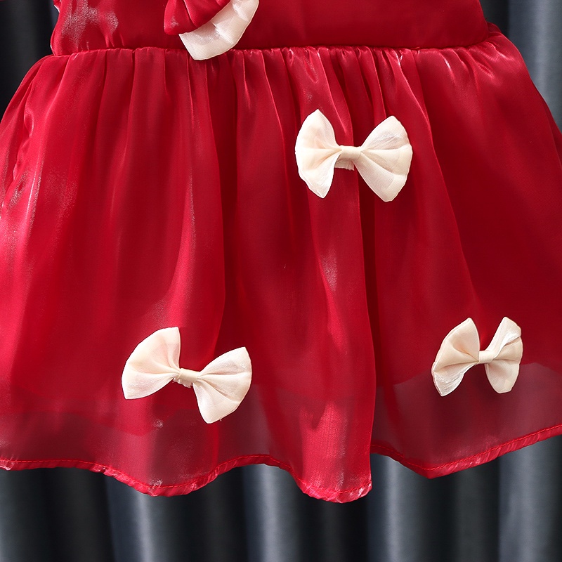 Đầm Công Chúa Tay Phồng Màu Đỏ Trơn Phong Cách Hàn Quốc Thời Trang Mùa Hè Hàng Mới Dành Cho Bé Gái 0-3 Tuổi