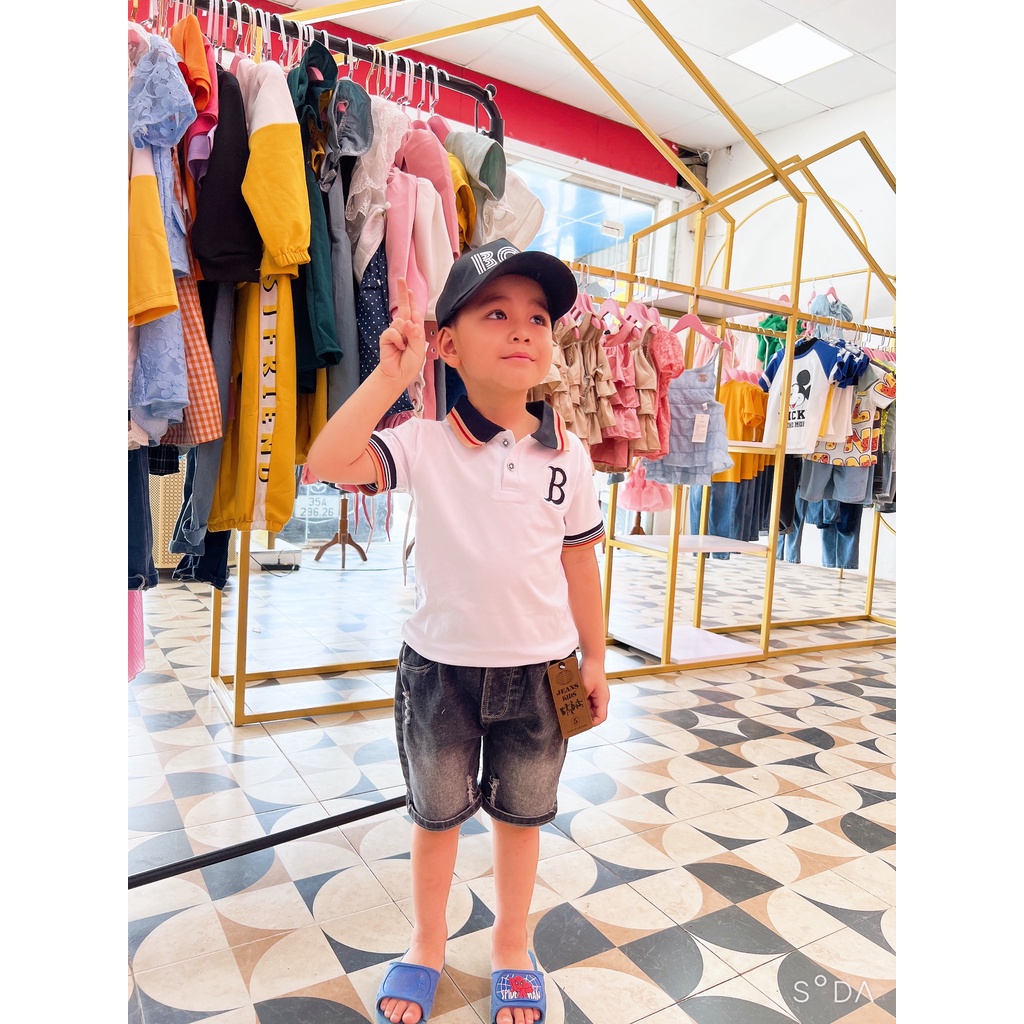Quần áo bé trai, 9-22 kg, Set Polo basic quần Jean cho bé trai sành điệu hàng chuẩn size  hongvybaby NW