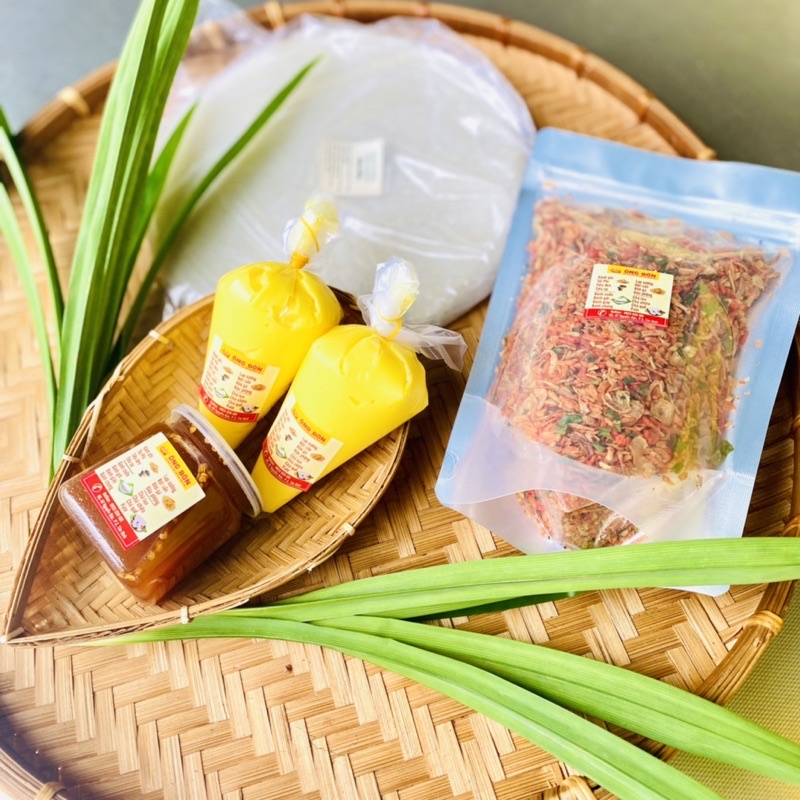 Combo Bánh Tráng Phơi Sương Muối Hành Phi Bơ + Sốt Me Chua Ngọt