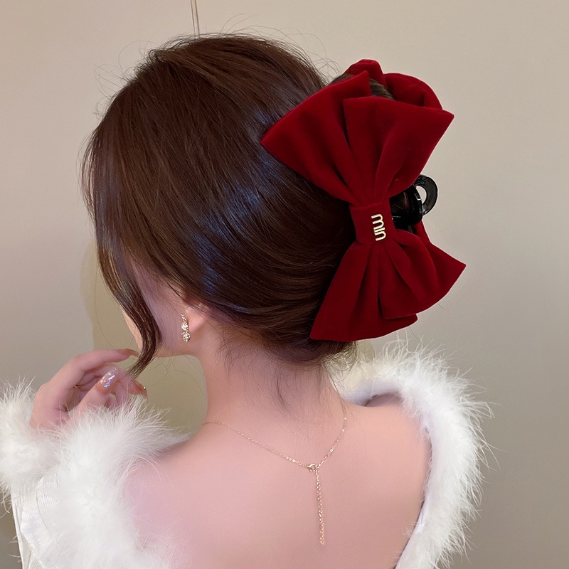 Kẹp Tóc Nơ Nhung Hai Mặt Thời Trang Thu Đông 2023