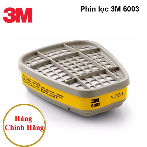 Chính hãng - 1 cặp phin lọc độc 3M 6003 (Korean) chống độc hơi hữu cơ và vô cơ: OV / SD / HC / CL / HF / HS / H2S