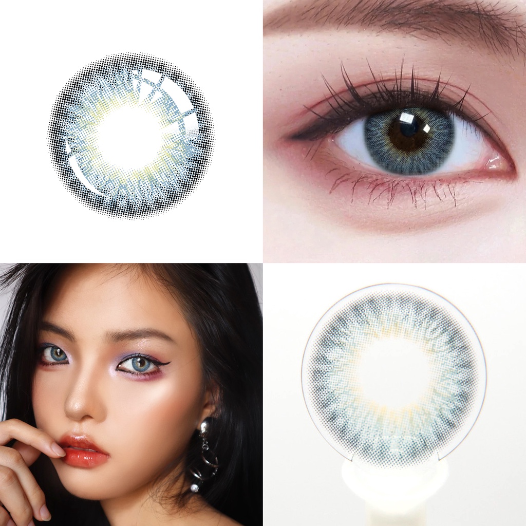 Bộ 2 Kính Áp Tròng 0 Độ 14.2mm Mềm Mại Màu Xám