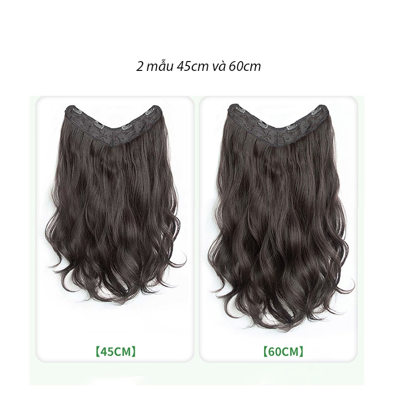 Tóc giả chữ U nửa đầu xoăn sóng phong cách Hàn Quốc- Tóc giả kẹp phím xoăn sóng lớn dài 45cm,60cm - 9