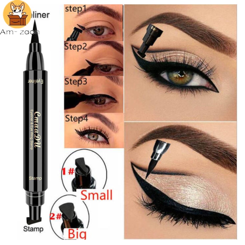 Bút Kẻ Mắt 2 Trong 1 Màu Đen Nhanh Khô Chống Thấm Nước Lâu Trôi