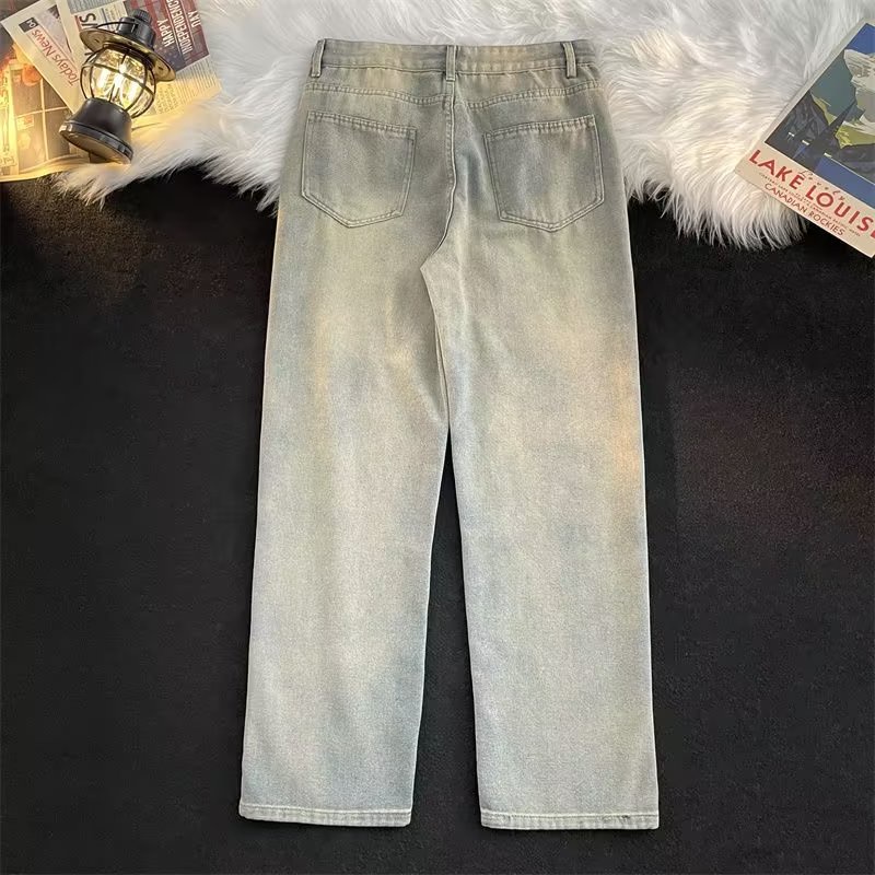 Quần Jeans Dài Ống Rộng Thêu Chữ 1977 Phong Cách Đường Phố Mỹ Size S-3XL Thời Trang Thu Đông Cho Nam