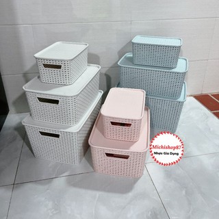  Giỏ Nhựa Có Nắp 3 Size Việt Nhật Giỏ Đựng Đồ Đa Năng Tiết Kiệm Không Gian Phòng Khách Rổ Nhựa Đựng  Đồ Có Nắp Đậy 