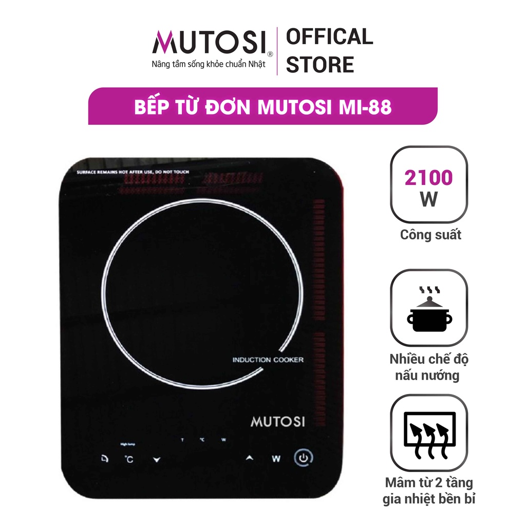 Bếp từ đơn Mutosi MI-88 (Đen) -Hàng chính hãng tặng kèm nồi lẩu