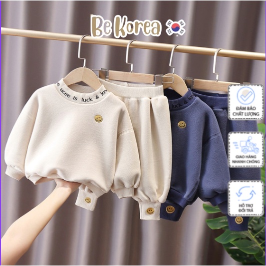 Bộ áo nỉ thu đông siêu xinh thiêu hình gấu siêu xinh cho bé trai/ sét thu đông bé gái