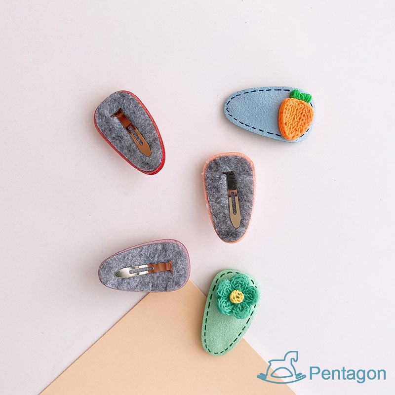 Set 5 Kẹp Tóc Bằng Da Họa Tiết Hoạt Hình Dễ Thương Cho Bé Gái