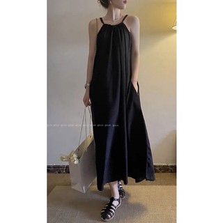 Đầm dài màu đen phong cách Hàn quốc mát mẻ