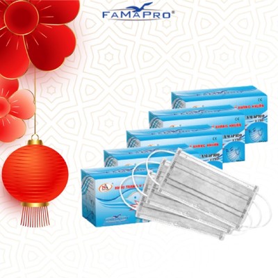 [HỘP50 CÁI] COMBO 5 HỘP Khẩu trang  4 lớp  Famapro 4U