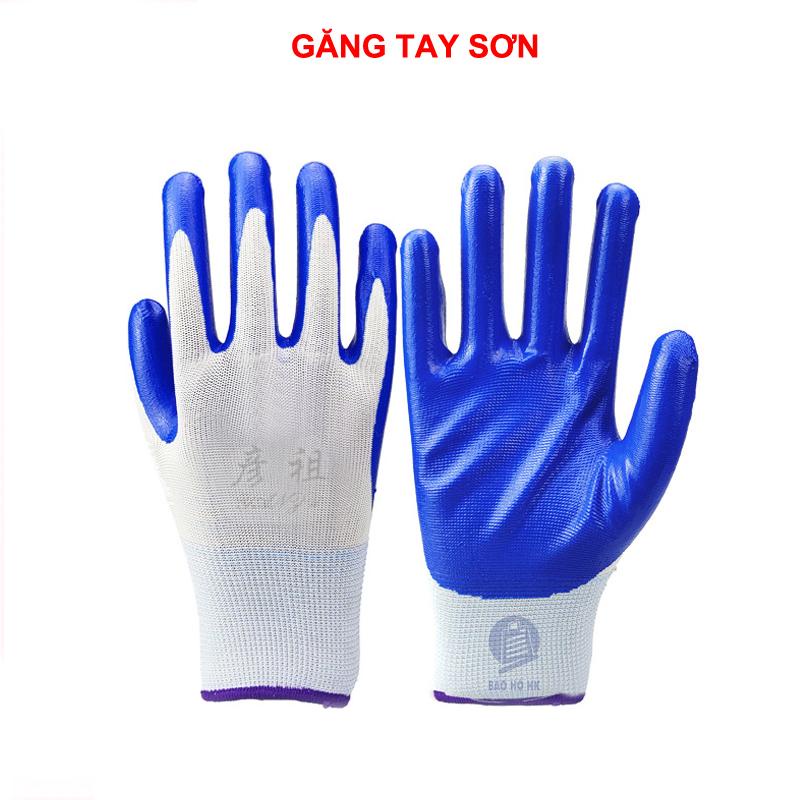 Đôi găng tay HK002 SƠN XANH phủ sơn chống tĩnh điện bảo hộ lao động chống dầu, chống trượt