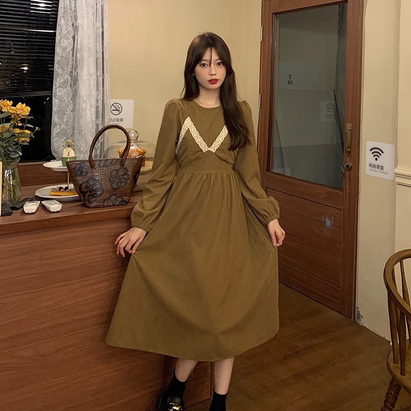 Đầm SUXI dáng chữ A phong cách vintage Hàn Quốc thời trang thu đông