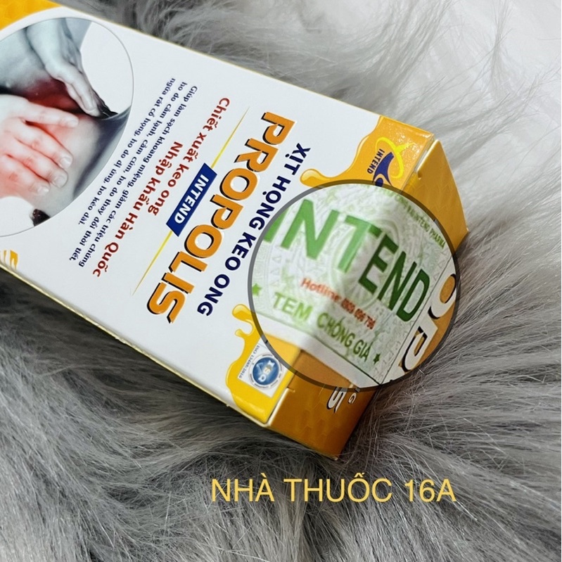 XỊT HỌNG KEO ONG PROPOLIS INTEND 30 ML - AN TOÀN CHO PHỤ NỮ MANG THAI &amp; TRẺ EM -  GIẢM HO, NGỨA RÁT CỔ HỌNG