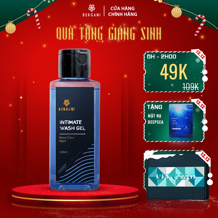 Dung dịch vệ sinh nam Bergami, hương nước hoa quyến rũ, ngăn ngừa vi khuẩn và khử mùi suốt 24/7 - 130ml/chai