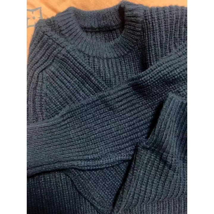 2023 Korean slouchy style black short jumper niche knit tops women