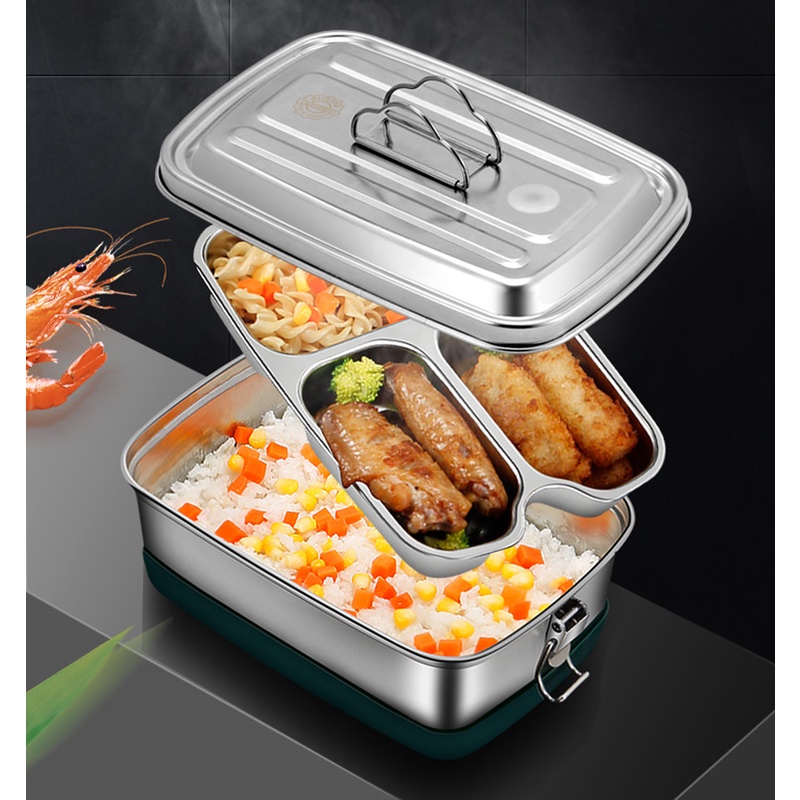 Hộp cơm Hai Tầng Bằng Thép Không Gỉ 304 Cao Cấp