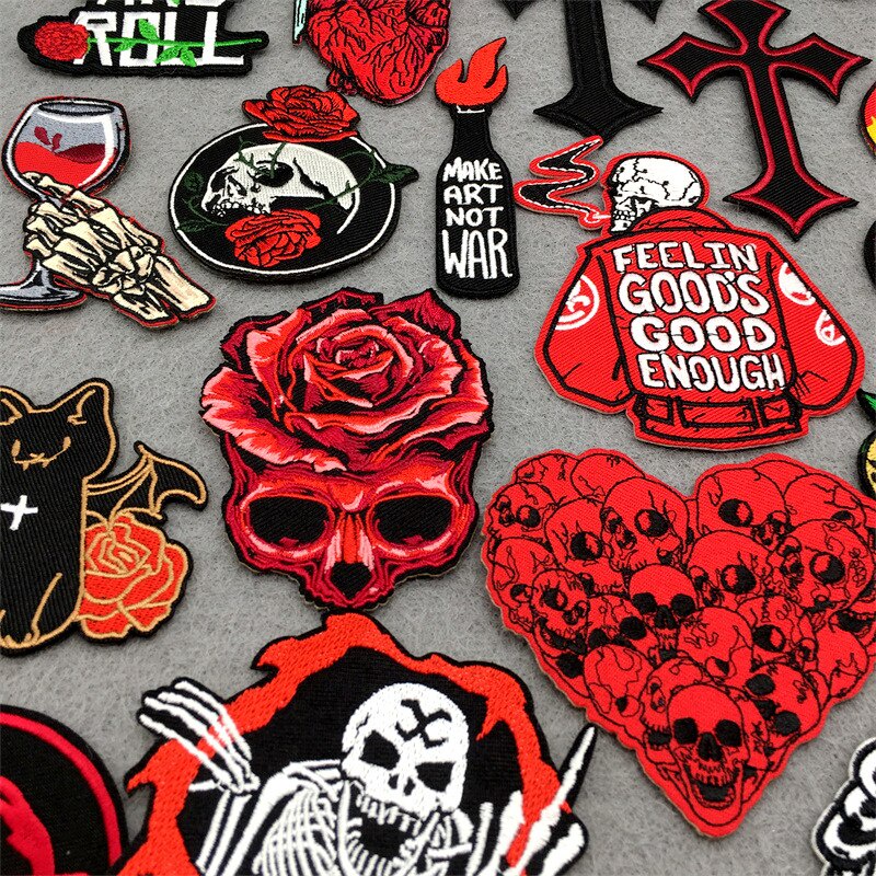 Sticker ủi nhiệt thêu logo hình đá Punk Rock never dies-sọ đầu lâu độc đáo lạ - Patch ủi quần áo balo H59